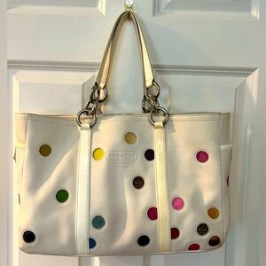 Coach polka dot tote bag